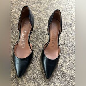 Black Calvin Klein pointed toe pumps (Gloria d’Orsay Pump)